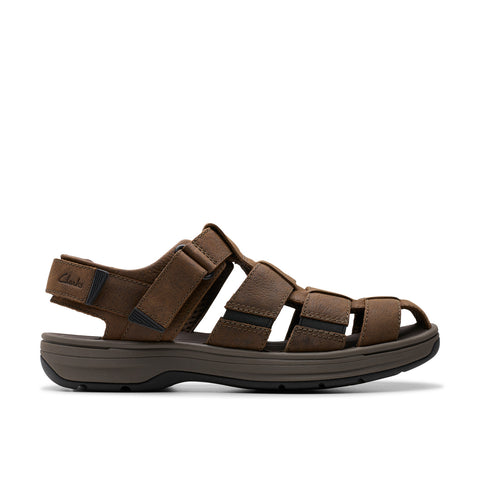 Clarks Saltway Cove Mens Brown Wide Leather Strap Sport Sandals Shoes