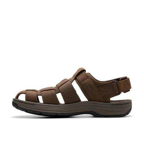 Clarks Saltway Cove Mens Brown Wide Leather Strap Sport Sandals Shoes