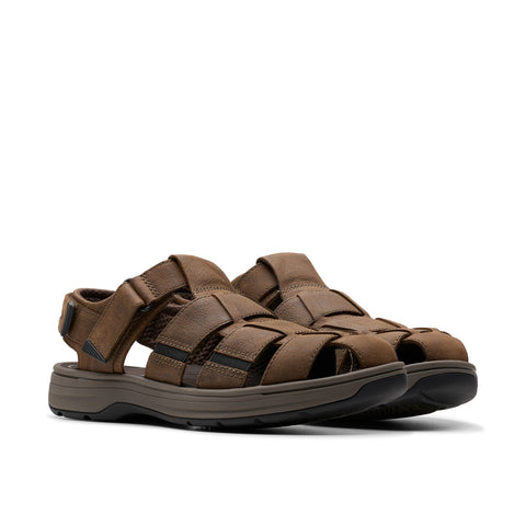Clarks Saltway Cove Mens Brown Wide Leather Strap Sport Sandals Shoes