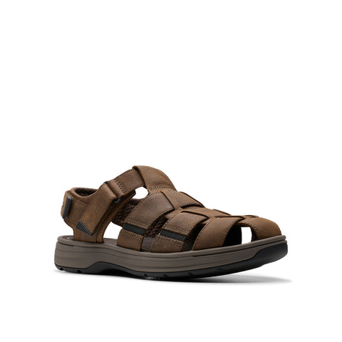 Clarks Saltway Cove Mens Brown Wide Leather Strap Sport Sandals Shoes