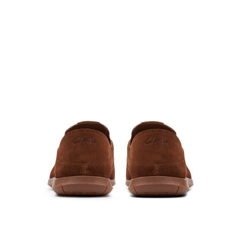 Clarks Flexway Easy 26176946 Mens Brown Suede Loafers & Slip Ons Casual Shoes