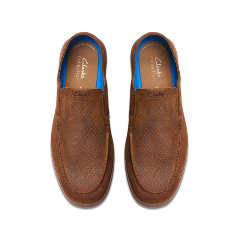 Clarks Flexway Easy 26176946 Mens Brown Suede Loafers & Slip Ons Casual Shoes