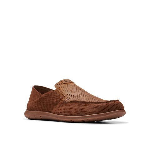 Clarks Flexway Easy 26176946 Mens Brown Suede Loafers & Slip Ons Casual Shoes