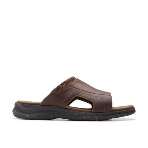 Clarks Walkford Band 26176961 Mens Brown Wide Leather Slides Sandals Shoes
