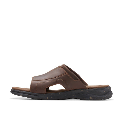 Clarks Walkford Band 26176961 Mens Brown Wide Leather Slides Sandals Shoes