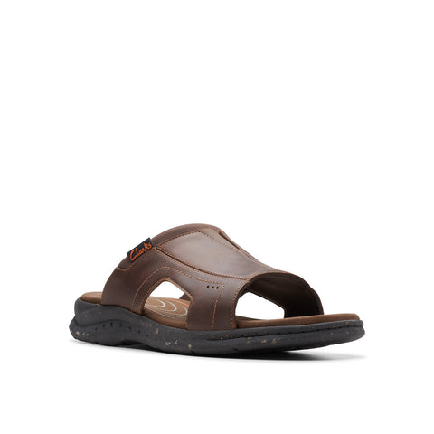 Clarks Walkford Band 26176961 Mens Brown Leather Slides Sandals Shoes 