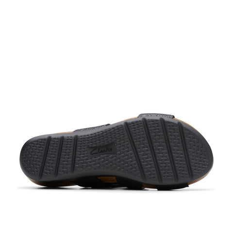 Clarks Calenne Maye 26177042 Womens Black Wide Leather Wedges Sandals Shoes