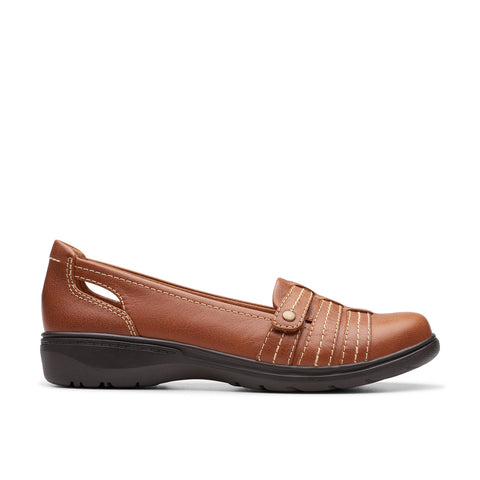Clarks Carleigh Eliza 26177052 Womens Brown Leather Loafer Flats Shoes