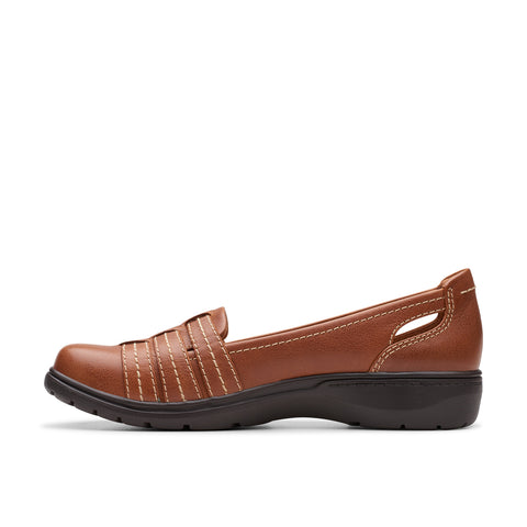 Clarks Carleigh Eliza 26177052 Womens Brown Leather Loafer Flats Shoes
