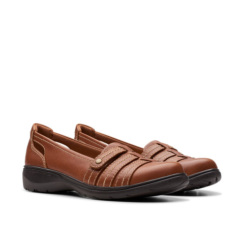 Clarks Carleigh Eliza 26177052 Womens Brown Leather Loafer Flats Shoes
