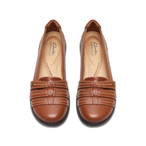 Clarks Carleigh Eliza 26177052 Womens Brown Leather Loafer Flats Shoes