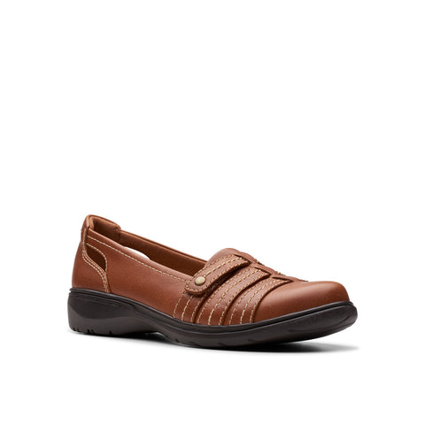 Clarks Carleigh Eliza 26177052 Womens Brown Leather Loafer Flats Shoes