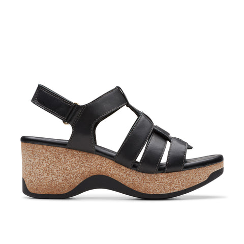 Clarks Chelseah Peak 26177069 Womens Black Leather Strap Sandals Shoes
