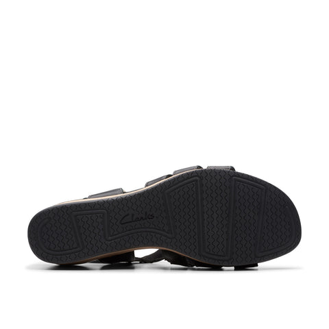 Clarks Chelseah Peak 26177069 Womens Black Leather Strap Sandals Shoes