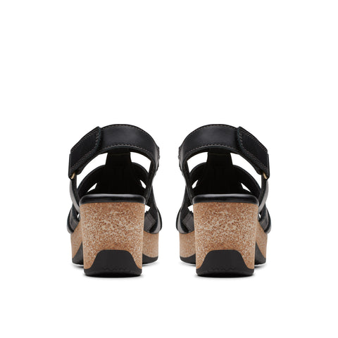 Clarks Chelseah Peak 26177069 Womens Black Leather Strap Sandals Shoes