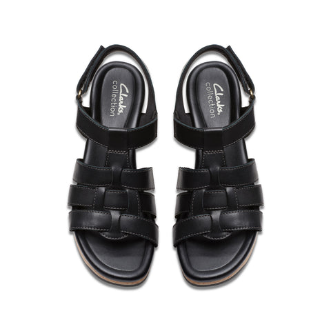 Clarks Chelseah Peak 26177069 Womens Black Leather Strap Sandals Shoes