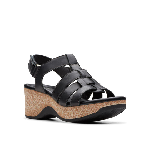 Clarks Chelseah Peak 26177069 Womens Black Leather Strap Sandals Shoes