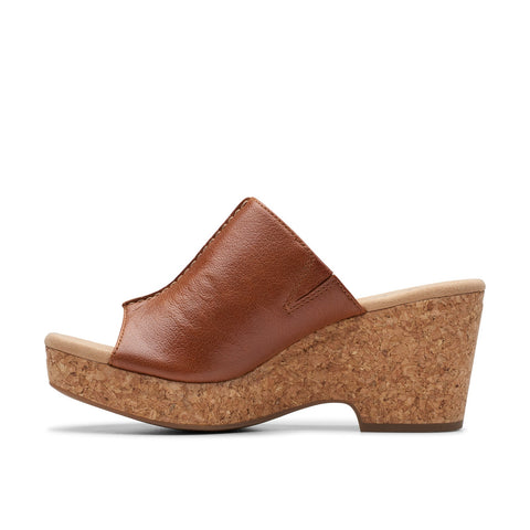 Clarks Giselle Orchid 26177154 Womens Brown Leather Wedges Sandals Shoes