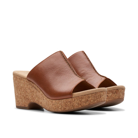 Clarks Giselle Orchid 26177154 Womens Brown Leather Wedges Sandals Shoes