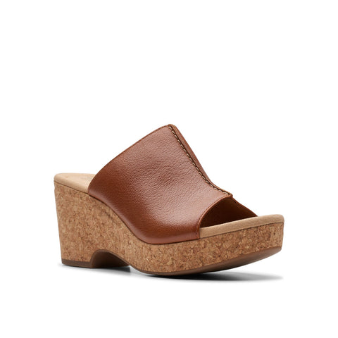 Clarks Giselle Orchid 26177154 Womens Brown Leather Wedges Sandals Shoes