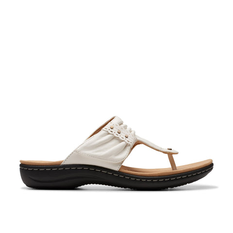 Clarks Laurieann Arla 26177325 Womens White Leather Flip-Flops Sandals Shoes