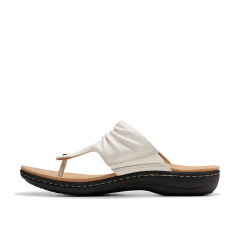 Clarks Laurieann Arla 26177325 Womens White Leather Flip-Flops Sandals Shoes