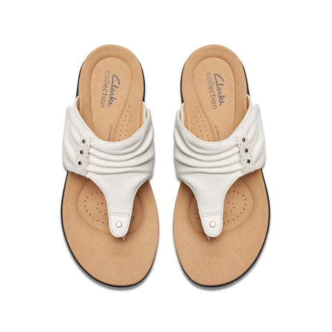 Clarks Laurieann Arla 26177325 Womens White Leather Flip-Flops Sandals Shoes