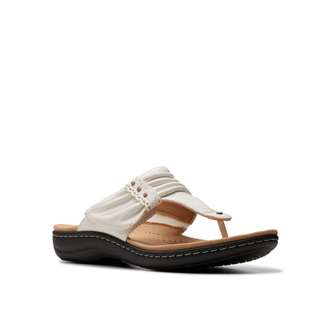 Clarks Laurieann Arla 26177325 Womens White Leather Flip-Flops Sandals Shoes