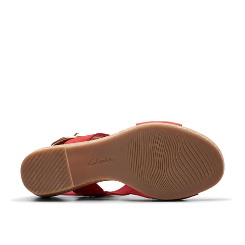 Clarks Giselle Rose 26177350 Womens Red Nubuck Wedges Sandals Shoes