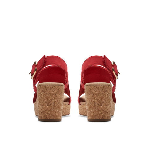 Clarks Giselle Rose 26177350 Womens Red Nubuck Wedges Sandals Shoes