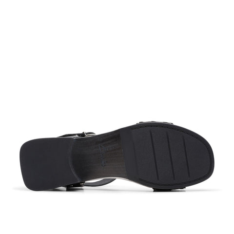Clarks Sivanne Bay 26177367 Womens Black Leather Heeled Sandals Shoes