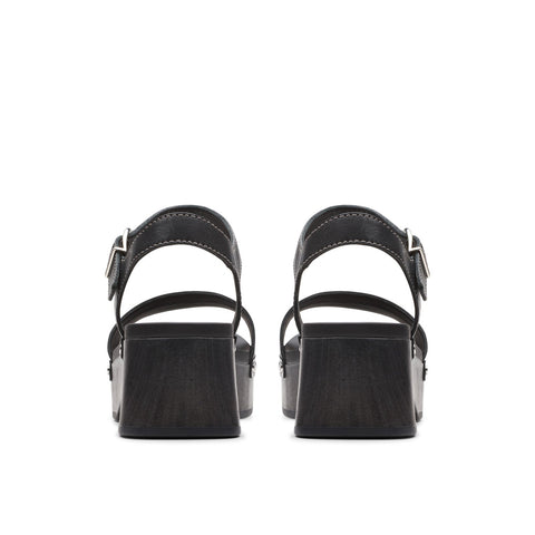 Clarks Sivanne Bay 26177367 Womens Black Leather Heeled Sandals Shoes