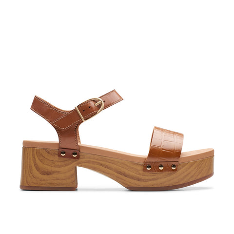 Clarks Sivanne Bay 26177369 Womens Brown Leather Heeled Sandals Shoes