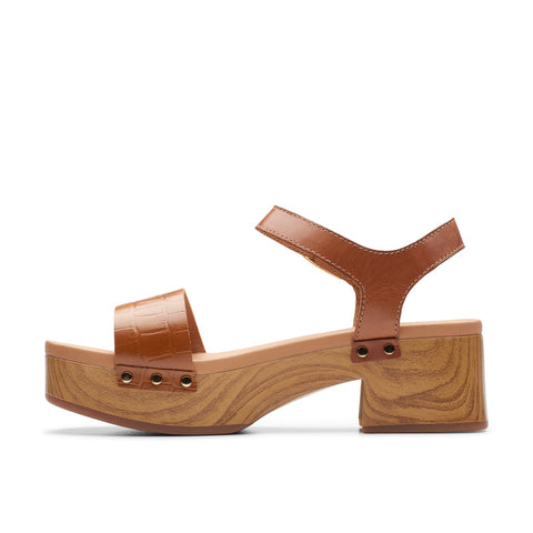 Clarks Sivanne Bay 26177369 Womens Brown Leather Heeled Sandals Shoes