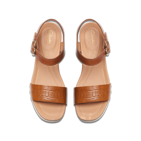 Clarks Sivanne Bay 26177369 Womens Brown Leather Heeled Sandals Shoes