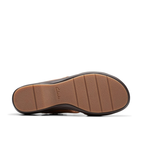 Clarks Tuleah Sun 26177388 Womens Brown Leather Strap Wedges Sandals Shoes