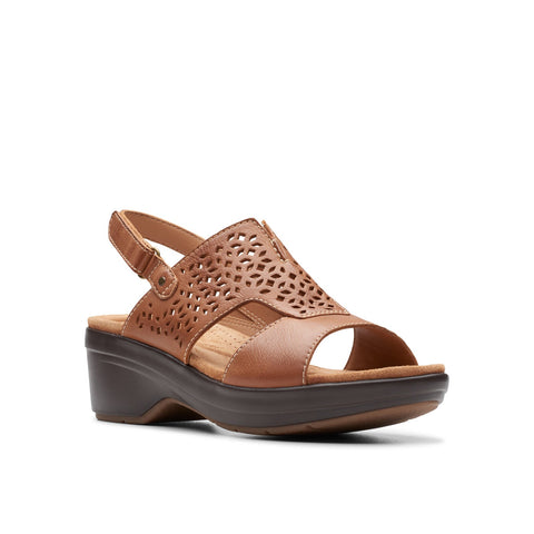 Clarks Tuleah Sun 26177388 Womens Brown Leather Strap Wedges Sandals Shoes