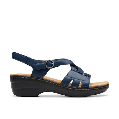 Clarks Merliah Bonita 26177403 Womens Blue Leather Strap Sandals Shoes