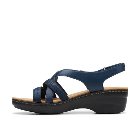 Clarks Merliah Bonita 26177403 Womens Blue Leather Strap Sandals Shoes