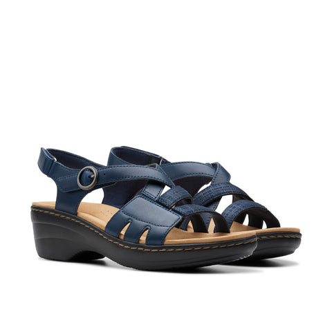 Clarks Merliah Bonita 26177403 Womens Blue Leather Strap Sandals Shoes