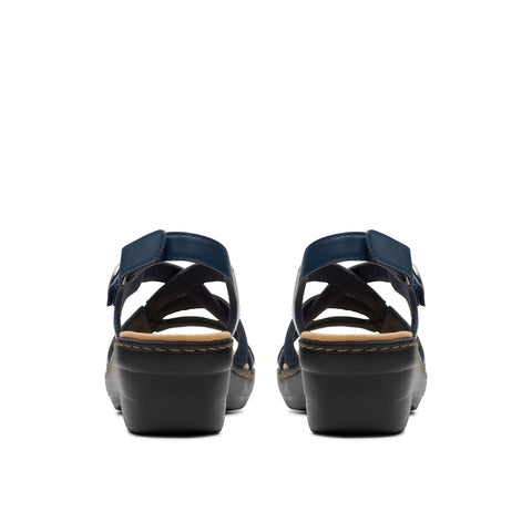 Clarks Merliah Bonita 26177403 Womens Blue Leather Strap Sandals Shoes