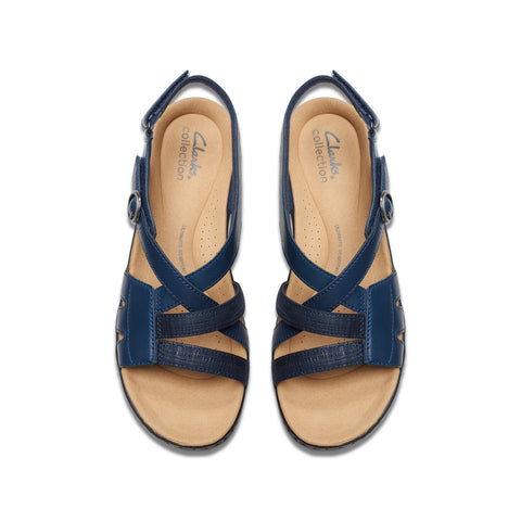 Clarks Merliah Bonita 26177403 Womens Blue Leather Strap Sandals Shoes