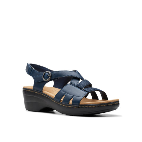 Clarks Merliah Bonita 26177403 Womens Blue Leather Strap Sandals Shoes