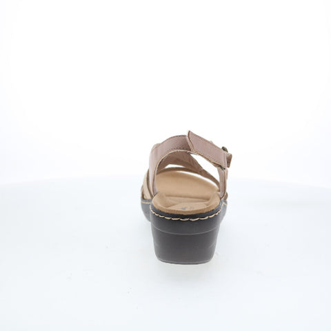Clarks Merliah Bonita 26177404 Womens Beige Leather Wedges Sandals Shoes