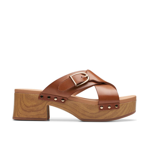 Clarks Sivanne Walk 26177464 Womens Brown Leather Heeled Sandals Shoes