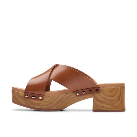 Clarks Sivanne Walk 26177464 Womens Brown Leather Heeled Sandals Shoes