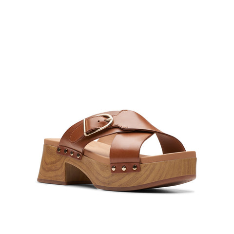 Clarks Sivanne Walk 26177464 Womens Brown Leather Heeled Sandals Shoes