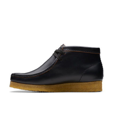 Clarks Wallabee Boot 26177715 Womens Black Leather Lace Up Chukkas Boots