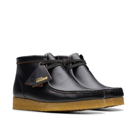 Clarks Wallabee Boot 26177715 Womens Black Leather Lace Up Chukkas Boots