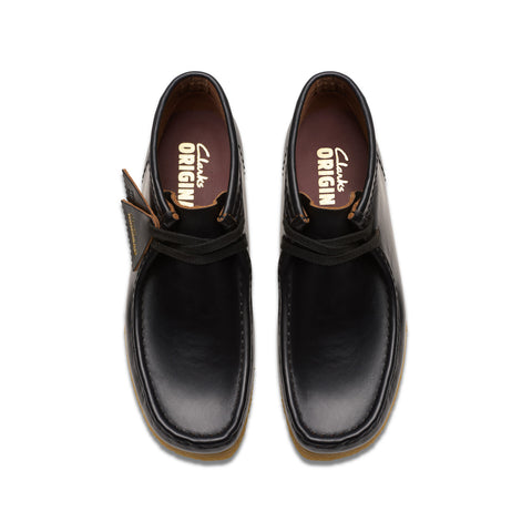 Clarks Wallabee Boot 26177715 Womens Black Leather Lace Up Chukkas Boots